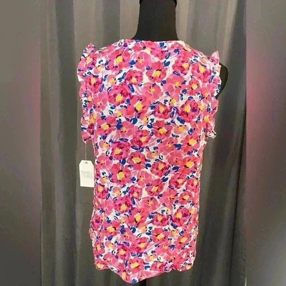 106. Time and Tru Floral Tank Top, Size M - Picture 4 of 5